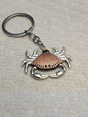 Copper & Silver Crab Keychain